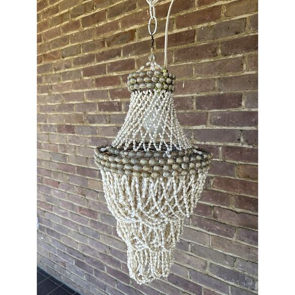 Vintage 70s Sea Shell Art Work Large Lamp Hanging Suspension Fixture 22" x 11" - Picture 1 of 5
